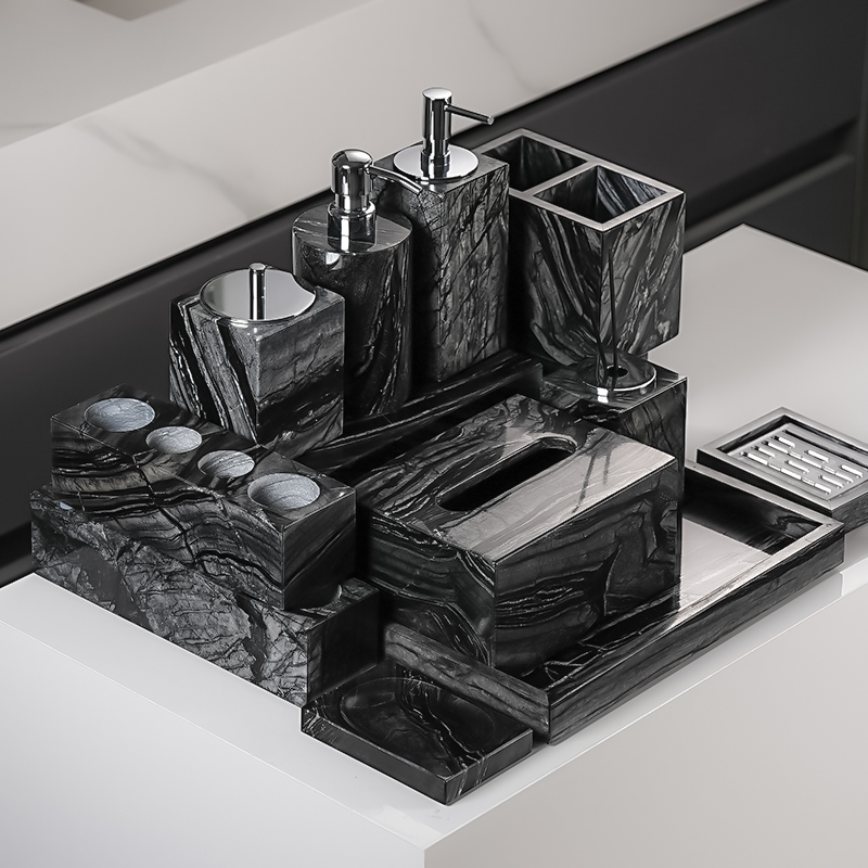 古木紋大理石衛生間用品洗漱套裝