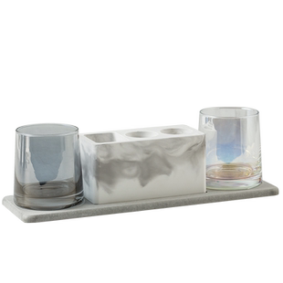 硅藻泥吸水电动牙刷座浴室置物架简约双人牙刷牙膏架快干漱口杯垫