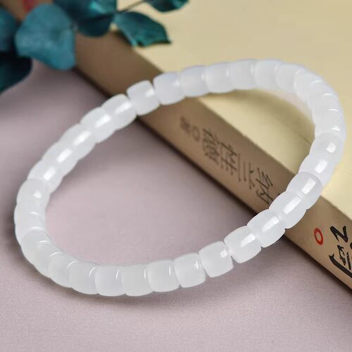 天然正品和田玉羊脂玉手串天然冰底羊脂白玉直切手链女玉石附证书