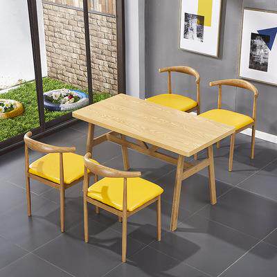 铁艺牛角椅食堂餐厅桌子商用饭店小吃快餐桌甜品奶茶店餐桌椅组合