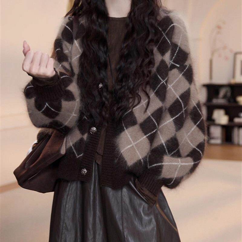 慵懒风宽松针织衫外套女士毛衣2026秋冬新款时尚百搭搭配皮裙休闲