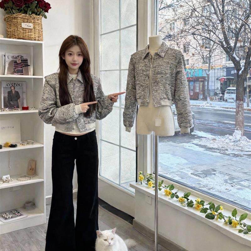 大码加绒微喇叭牛仔裤女秋冬胖mm宽松显瘦不贴腿A版阔腿直筒裤子