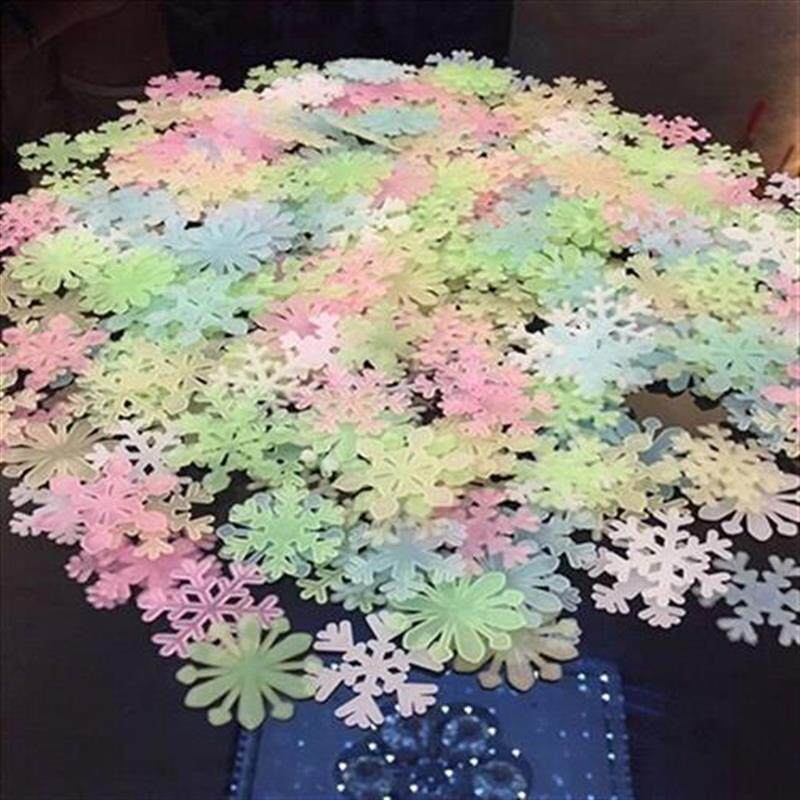 夜光贴雪花片荧光星星贴纸客厅卧室寝室儿童房宿舍墙贴立体