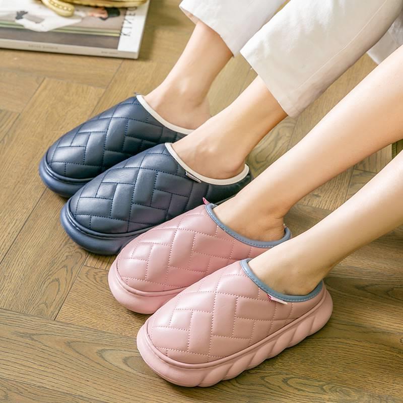 Simple thick bottom cotton slippers female home use warm ind