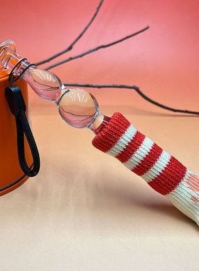 高硼硅实心玻璃手工编织条纹挂件创意可爱挂饰毛线钩织装饰摆件