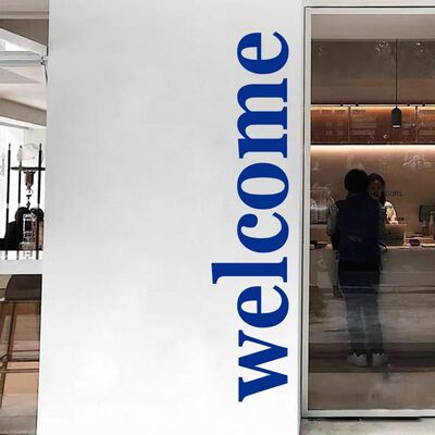 welcome欢迎光临克莱因蓝ins墙贴纸服装咖啡店铺创意墙面装饰贴装