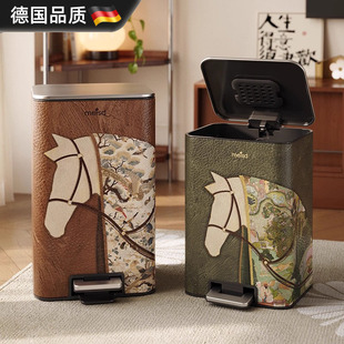 德国垃圾桶家用2025新款 大号大容量中古风客厅高颜值带盖脚踏桶