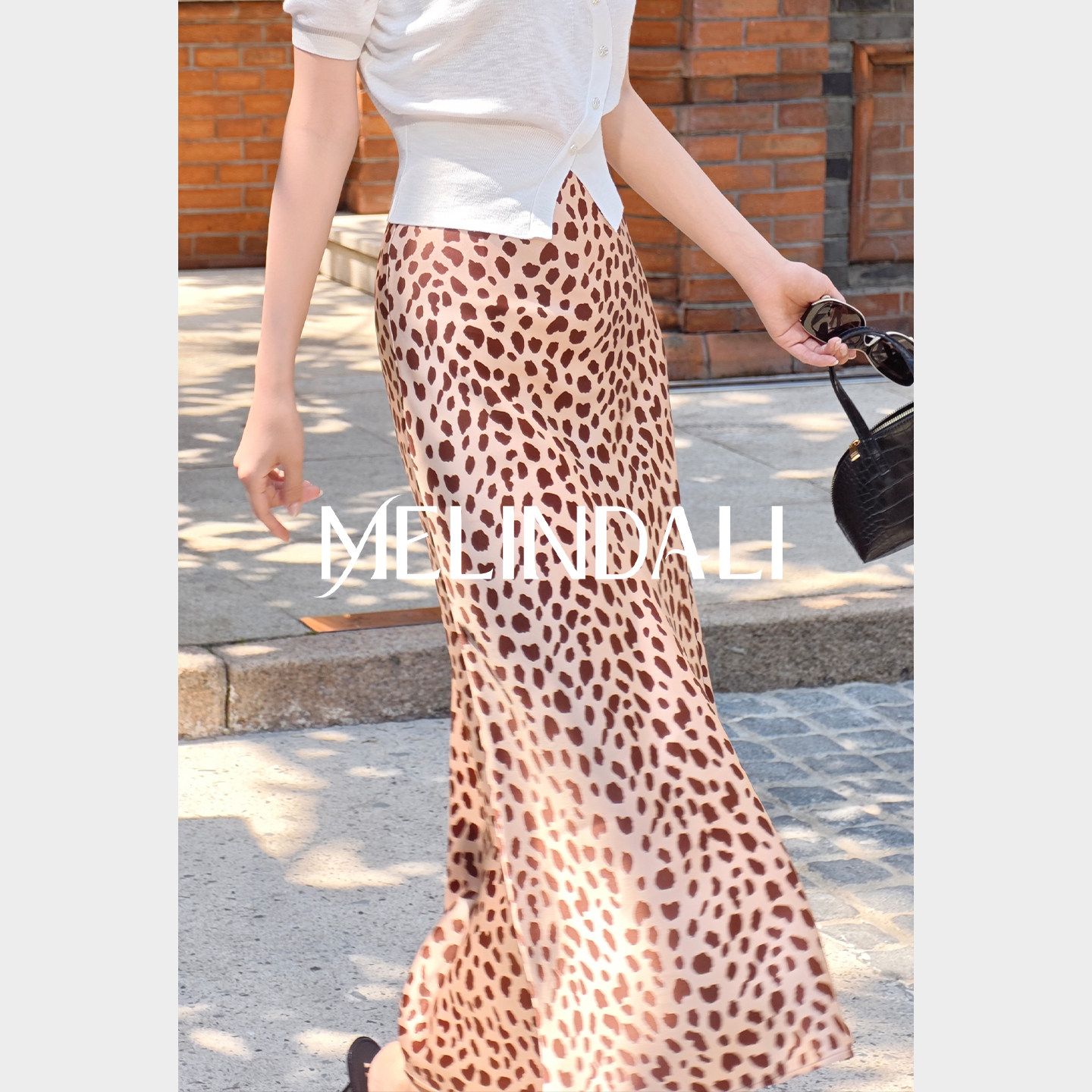 Melinda Li【灼灼其华】梦颖私服凉感醋酸豹纹印花高腰鱼尾半裙夏