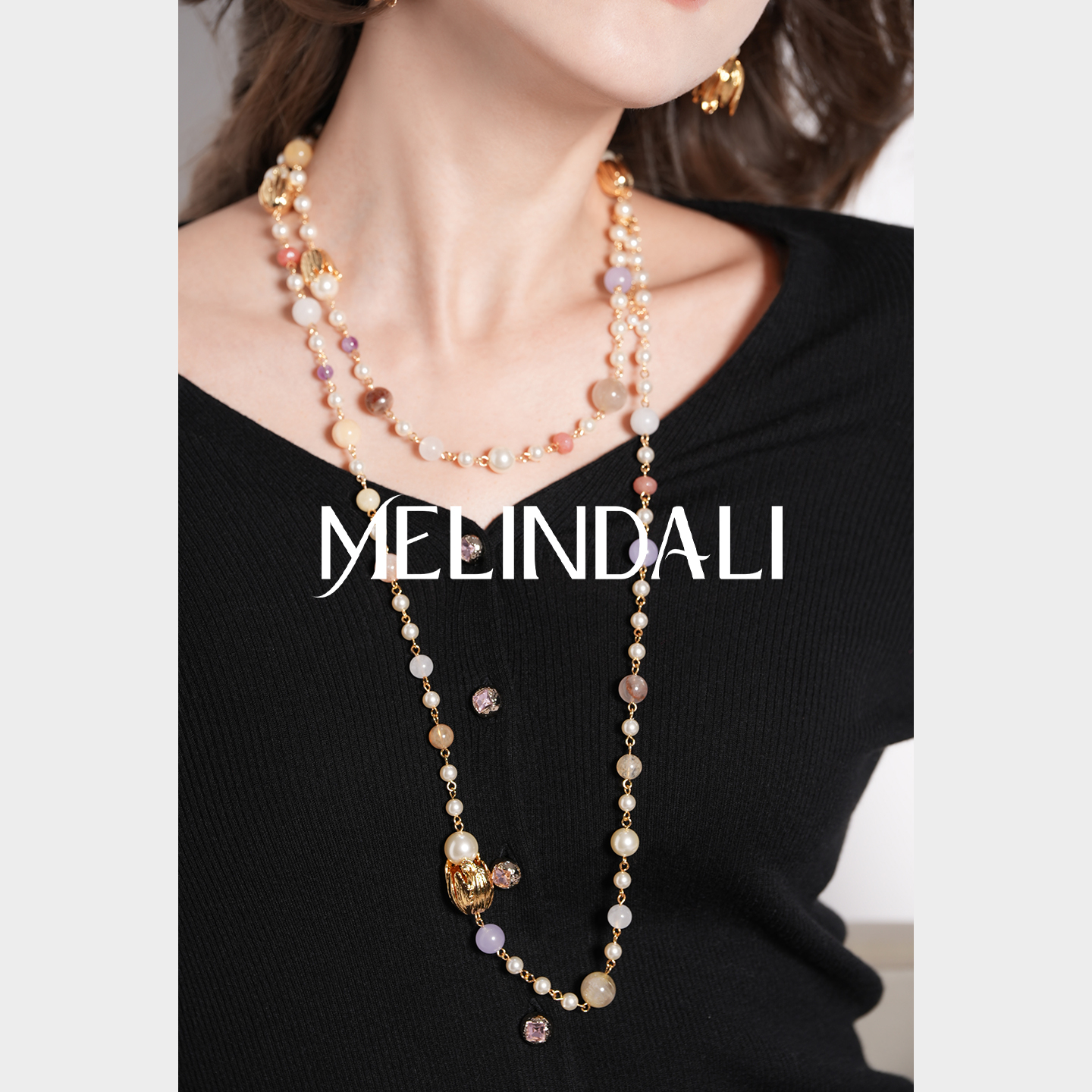 MELINDA LI【钟爱系列】法式铜合金手工立体郁金香手绘耳环项链