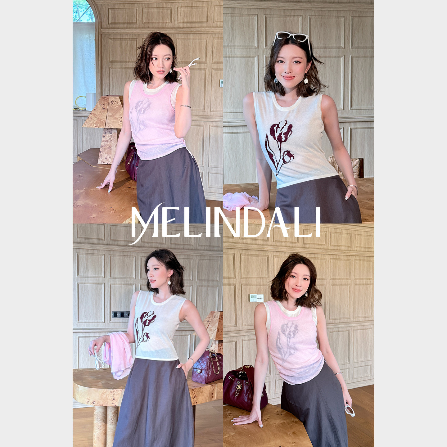 MELINDA LI【雾中花】私服郁金香金丝提花两件套抽绳修身2穿背心,女装/女士精品,毛针织衫,淘宝优惠券,粉丝福利购,淘宝优惠卷