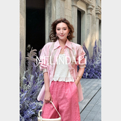 饰亚麻棉长袖 无龄感 Melinda 法式 度假感轻奢立体串珠装 衬衫