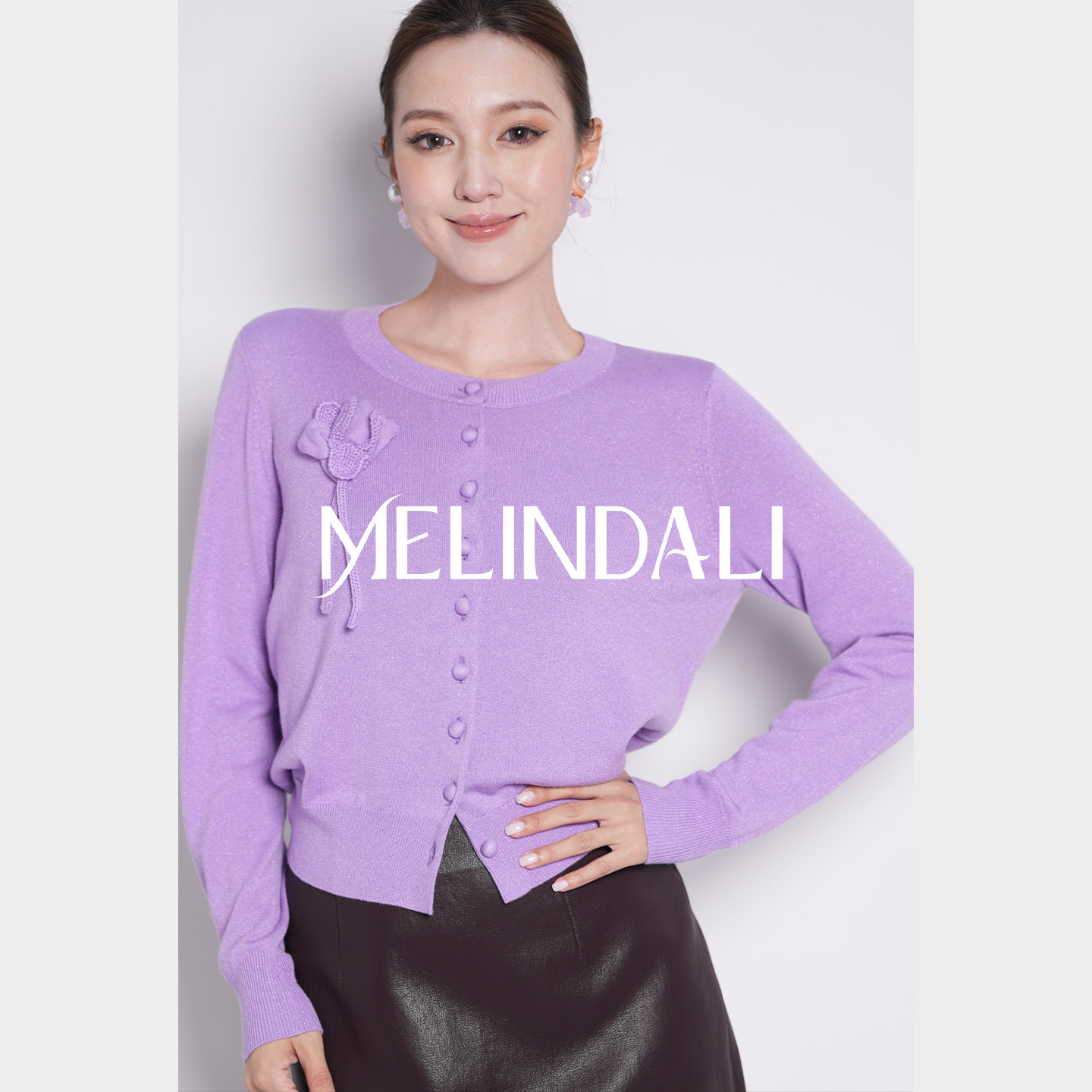 MELINDA LI【明媚高知】私服法式2/52支绵羊毛金银丝郁金香毛衣