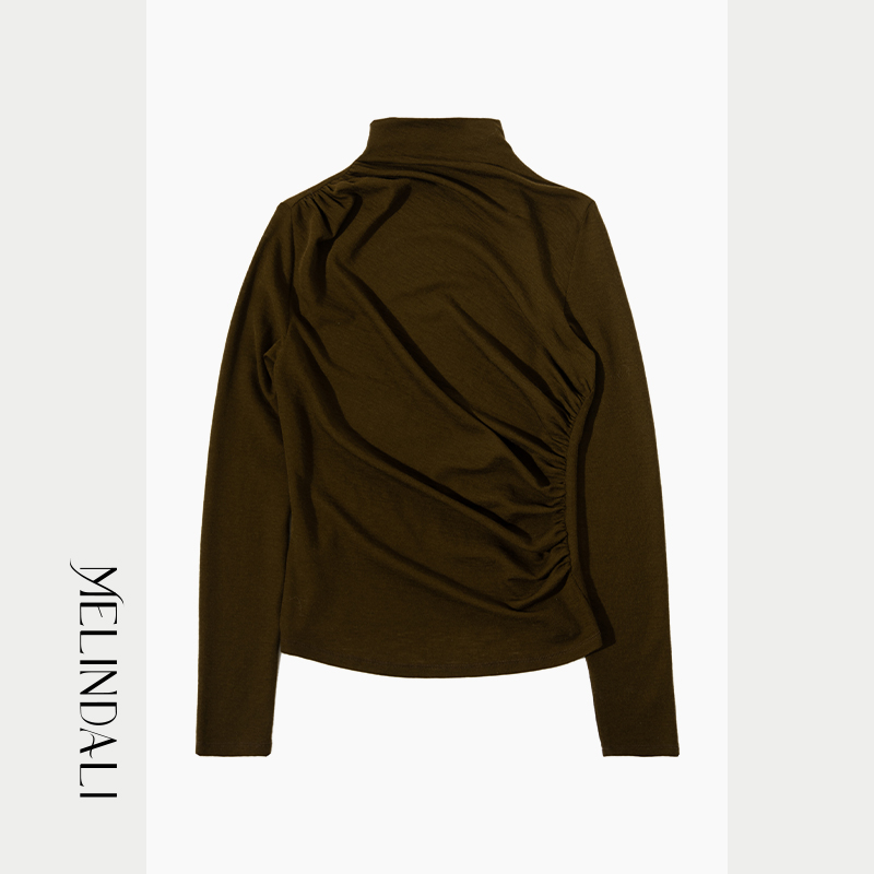 MelindaLi 【香根草】进口美丽诺羊毛打底衫长袖T恤轻薄针织内搭