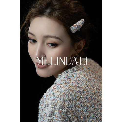MELINDA LI法式轻奢意大利进口Ubertino粗花呢手工侧边夹刘海夹