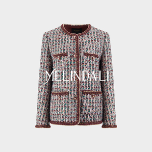 MELINDA LI【红粉彩宝小香】黑标限定英国Linton粗花呢小香外套