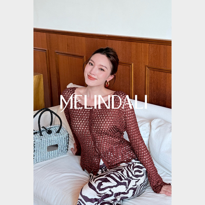 MELINDA LI【红曜石】黑标手钩工坊系列手钩红曜石几何织网吊带裙