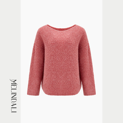 MelindaLi粉色圆领毛衣