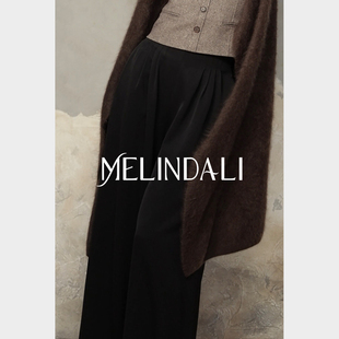MELINDA LI【灵动风琴】法式优雅通勤风醋酸叠褶高腰宽松阔腿裤