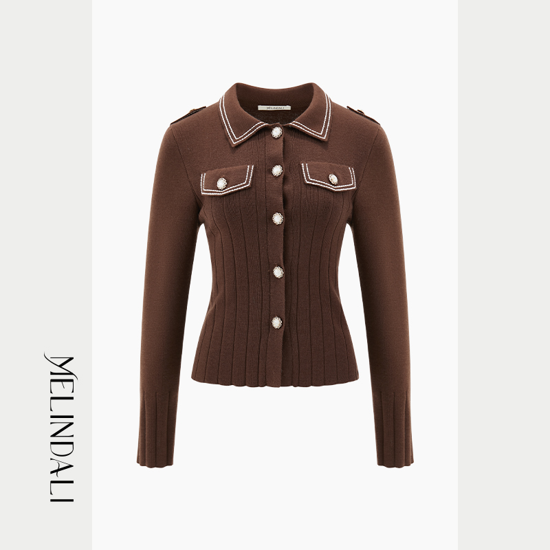 MelindaLi棕色长袖开衫