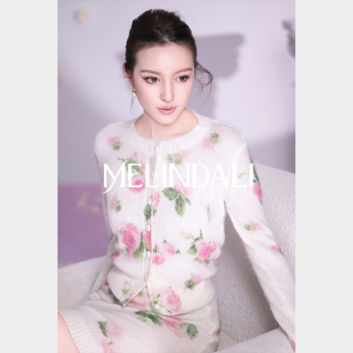 MELINDA LI【鹿园玫瑰】法国花板秘鲁羊驼绵羊毛针织开衫