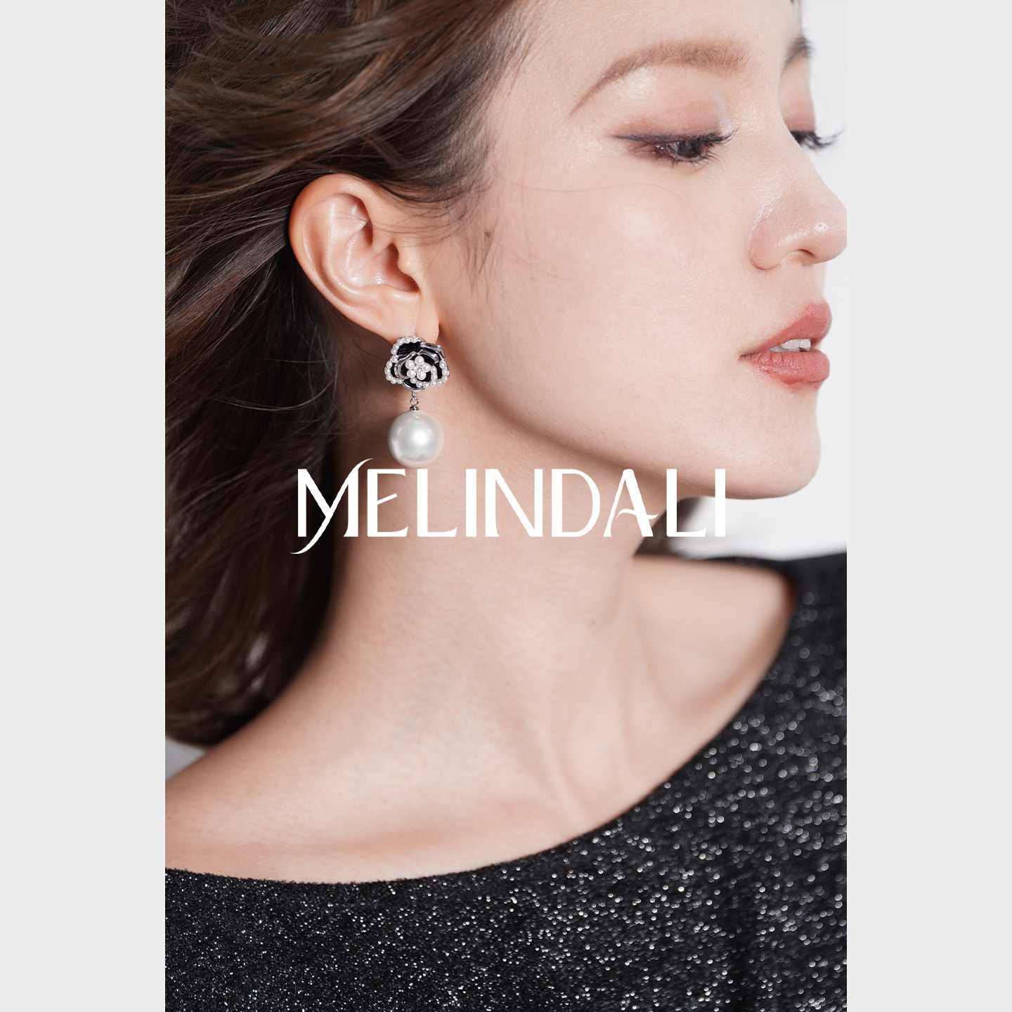 MELINDA LI【珍珠山茶】铜镀白金花朵仿珍珠925银针耳环耳饰