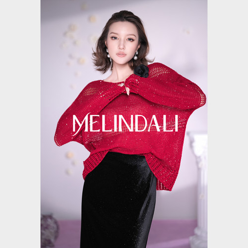 MELINDA LI【星夜】法式慵懒2/9支细闪珠片纱镂空罩衫毛衣半裙
