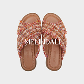 MELINDA 意大利Campore小香粗花呢一字脱鞋 埃菲尔小香拖鞋