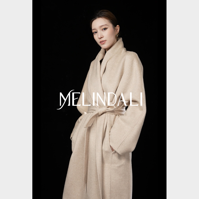 MELINDA LI【红酒大衣】梦颖私服绵羊毛桑蚕丝驼绒定染大衣