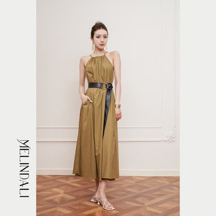 Melinda Li【一衣四穿】夏季高定匹马棉气质吊带连衣裙法式长裙