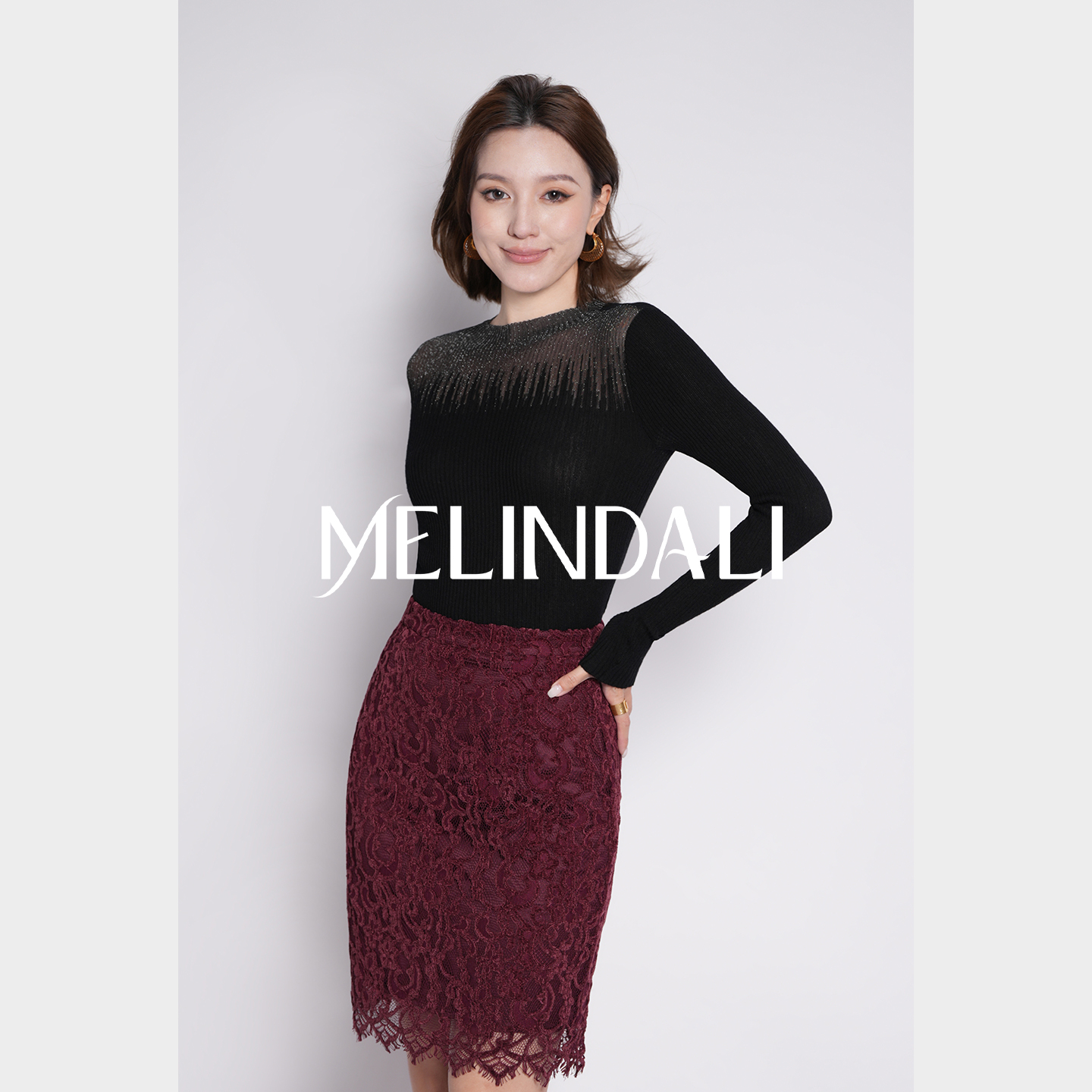 MELINDA LI【海棠】梦颖私服泷定大阪定制植绒蕾丝钉珠背心半裙