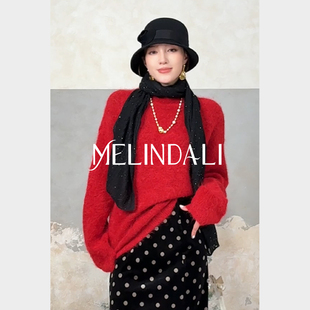 Melinda Li法式轻奢26支阿拉善山羊绒金银丝珠片纱镂空披肩围巾