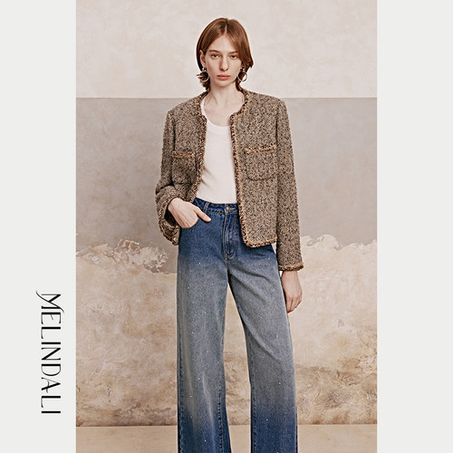 Melindali短款毛呢小香大衣