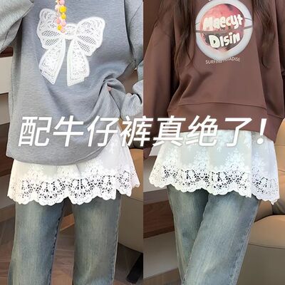 蕾丝屁帘遮臀松紧腰A字短裙