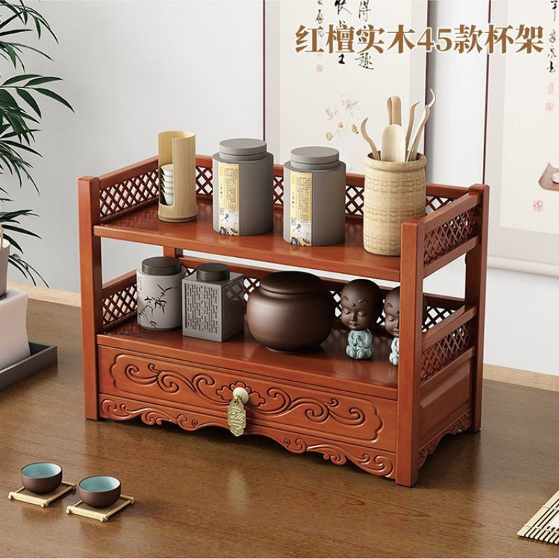 博古架三层多层茶具收纳中式茶壶紫砂茶杯桌面储物置物架新款落地
