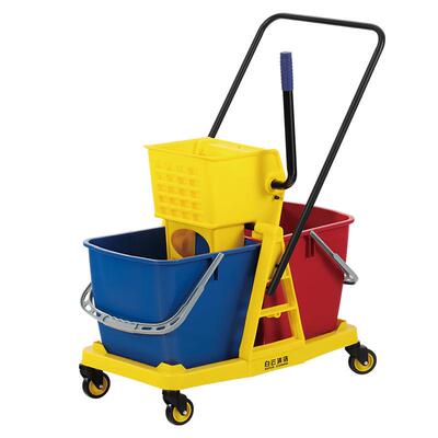 白云榨水车下压式双桶34L柞水车挤水桶地拖把桶移动炸水车AF08075