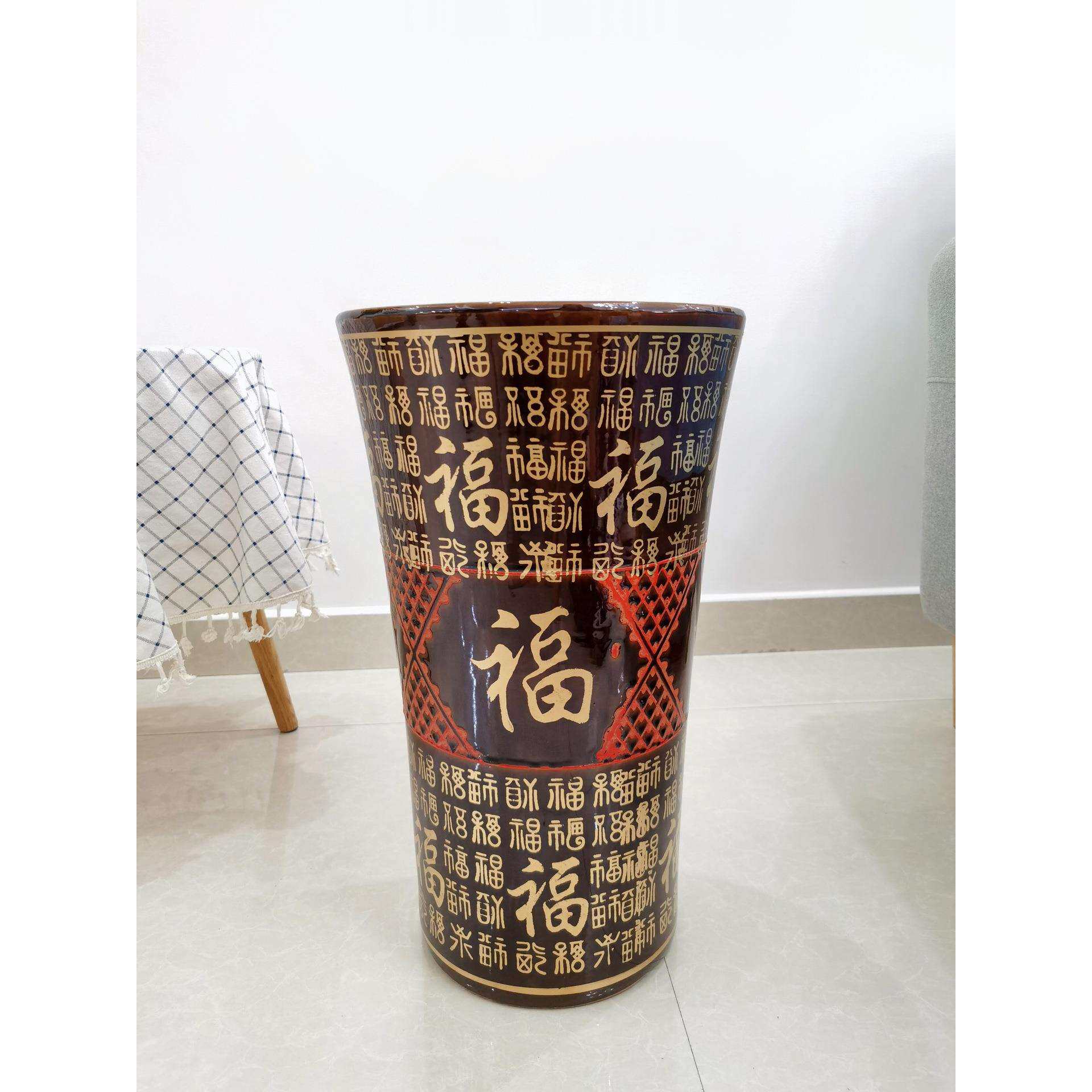 特大号福字花盆陶瓷陶瓷花盆招财金钱树盆景盆栽泥土土养花盆家用