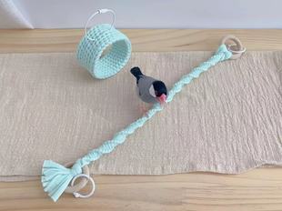 小鸟「旋转阶梯」攀爬绳站杆 原创手作小鸟鹦鹉站杆｜护脚软站杆