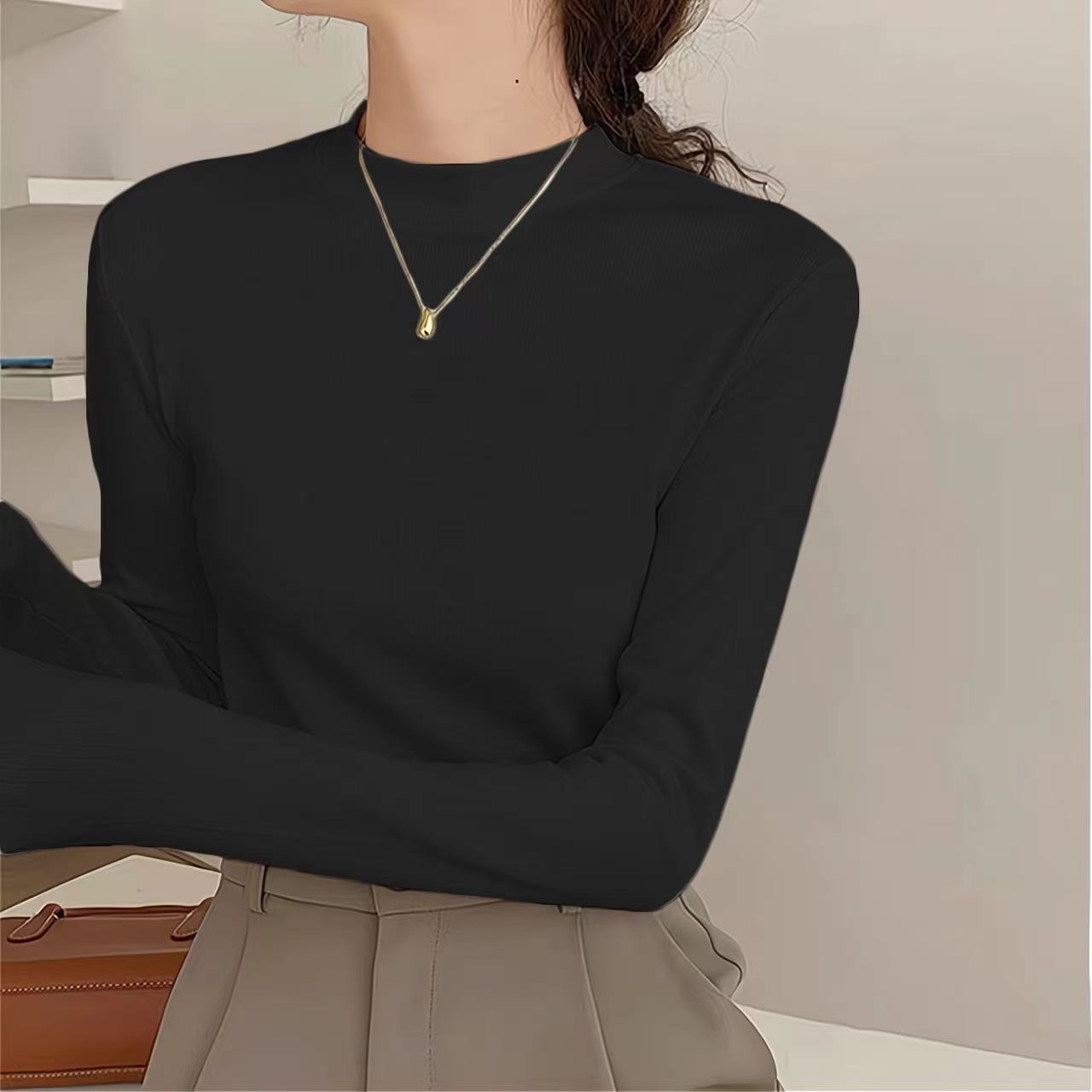 爆款新款韩版秋冬美拉德薄绒德绒打底衫女修身气质百搭内搭时尚