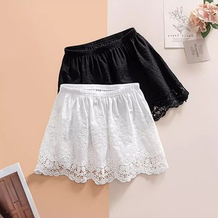 叠穿屁帘打底裙女装2026春秋大码高腰白色半身裙纯欲风蕾丝短裙子