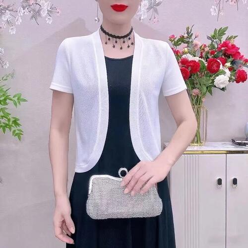 短袖休闲上衣外搭夏季薄款空调衫女装短款开衫披肩遮肉防晒小外套