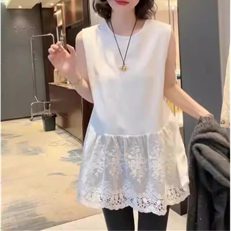 2026春夏大码蕾丝短裙无袖背心内搭连衣裙打底衫女款百搭叠穿上衣