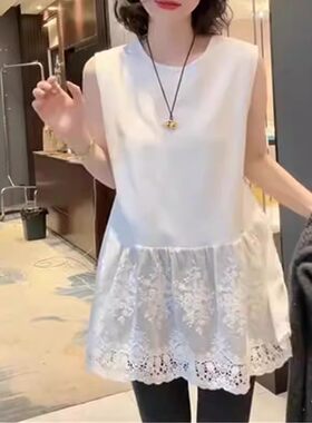 2026春夏大码蕾丝短裙无袖背心内搭连衣裙打底衫女款百搭叠穿上衣
