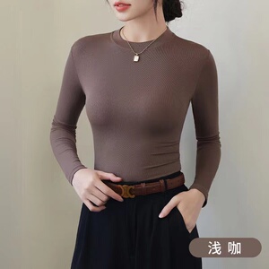 秋冬新款时尚半高领打底衫女新款美拉德韩版 INS洋气外穿保暖内搭