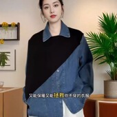 高级爆款 斜肩小众设计女洋气外搭披肩女三角马甲飘带网红针织披肩