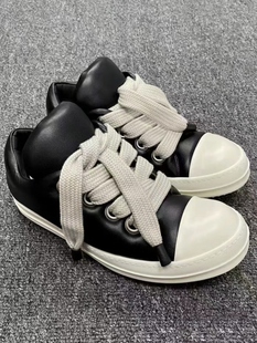 2024秋冬新款RO小胖丁面包鞋男女情侣款暗黑街头潮鞋拼色黑色板鞋