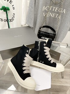 新款RO粗鞋带厚底高帮鞋透气帆布休闲男鞋运动板鞋情侣女鞋短靴子