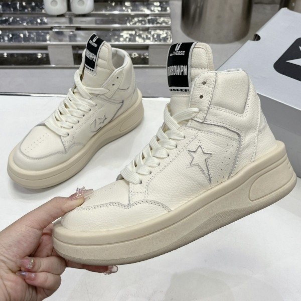 极简小白高帮板鞋厚底增高情侣
