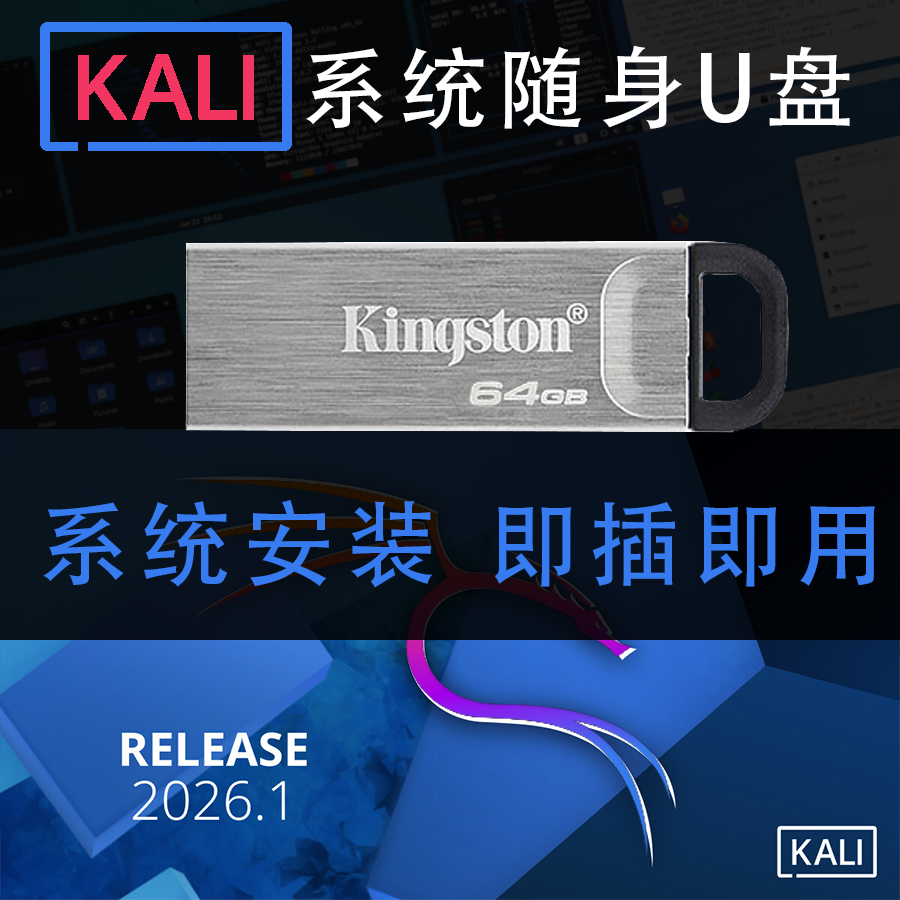 2026 kali 随身U盘Linux系统启动盘安装装机即插即用安全渗透优盘