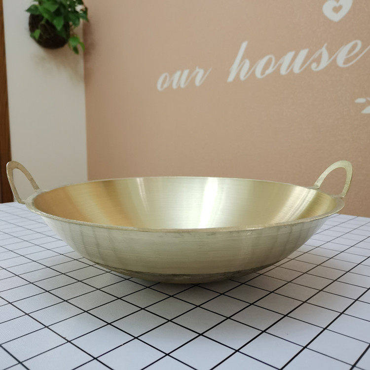 手工黄铜锅老式家用炒锅