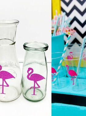 Hot 12Pcs Fashion Flamingo Cup Sticker Wall Sticers Car